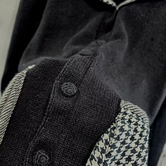 Storybook Knits Sweater Womens Large Black Houndstooth Striped Artsy Blazer - Picture 8 of 11